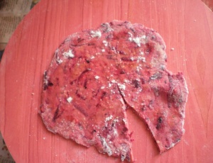 Beet Paratha to be folded